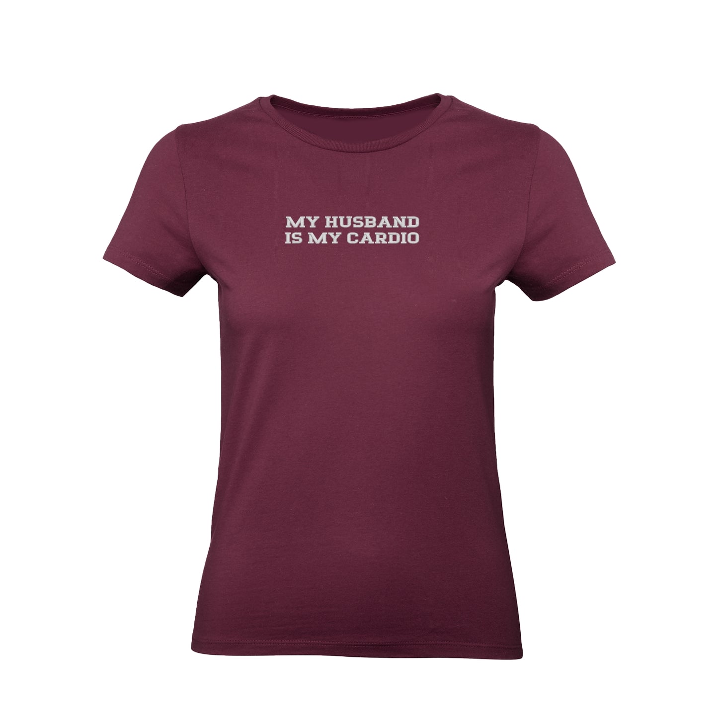 Koszulka damska z haftem „MY HUSBAND IS MY CARDIO"