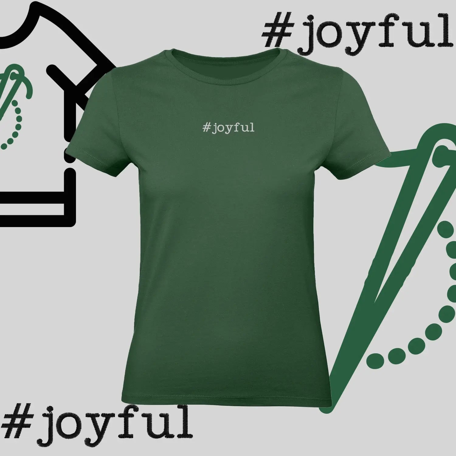 Koszulka damska "#joyful" – haft komputerowy, styl pełen radości Haft z radości