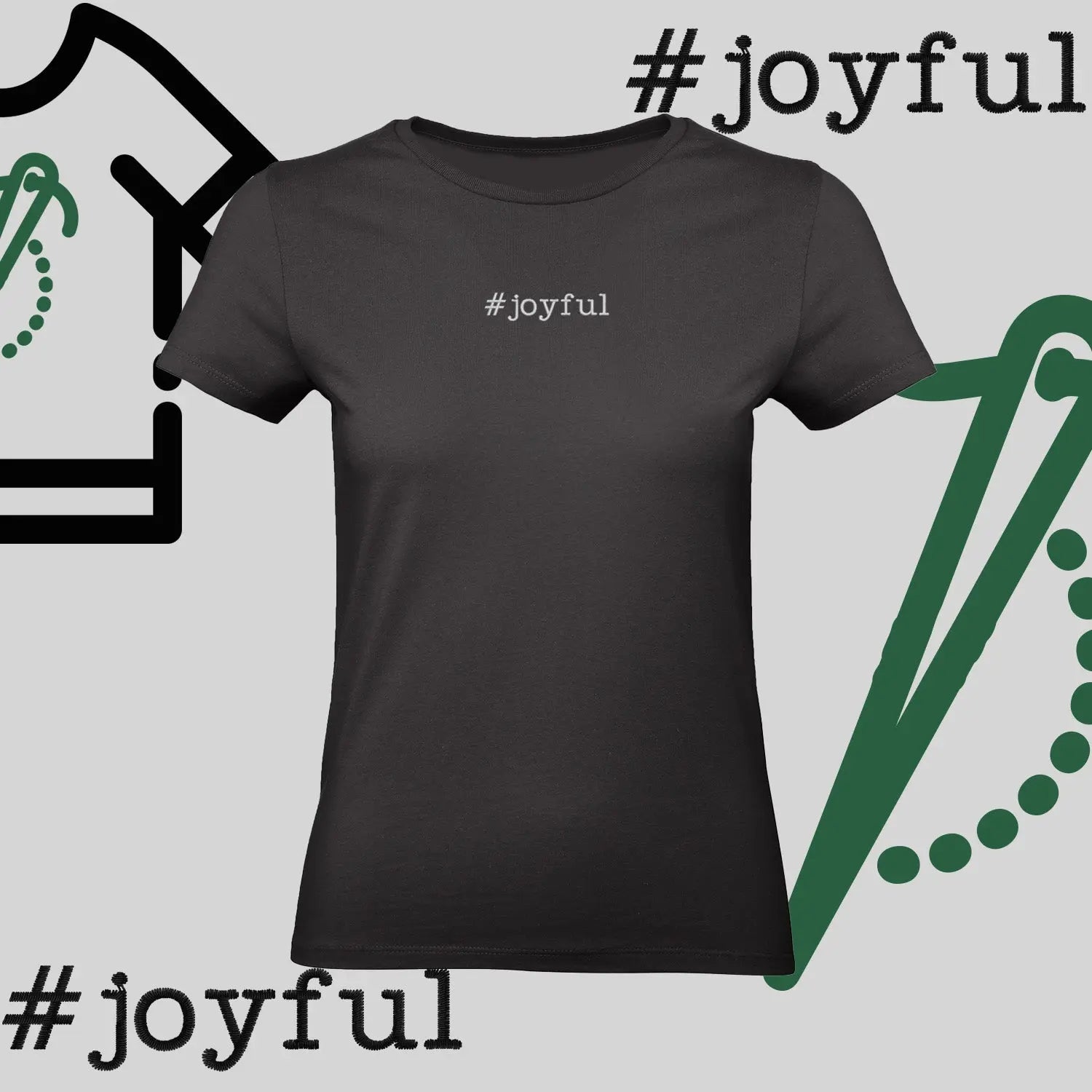 Koszulka damska "#joyful" – haft komputerowy, styl pełen radości Haft z radości