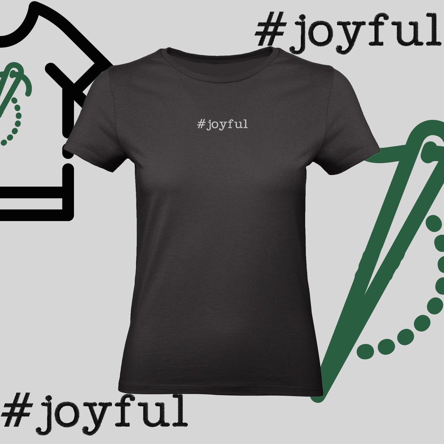 Koszulka damska "#joyful" – haft komputerowy, styl pełen radości
