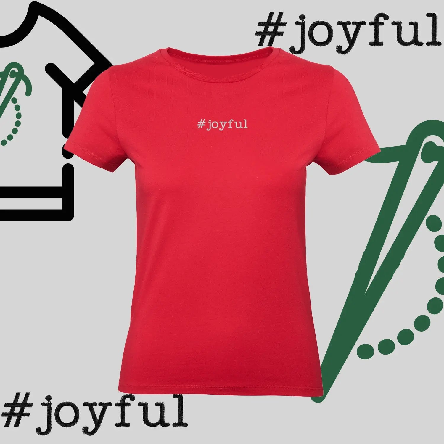 Koszulka damska "#joyful" – haft komputerowy, styl pełen radości Haft z radości