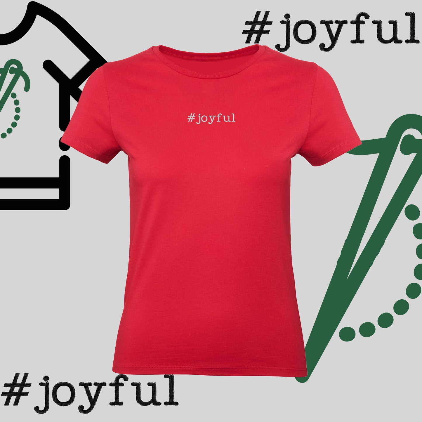 Koszulka damska "#joyful" – haft komputerowy, styl pełen radości