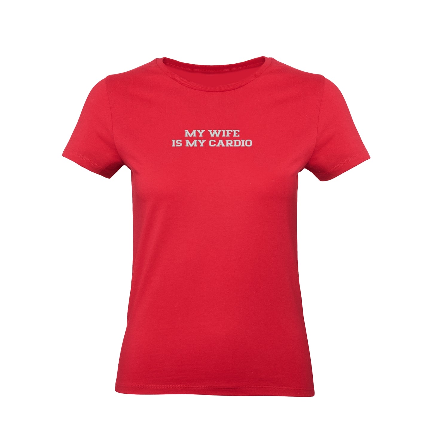 Koszulka damska z haftem „MY WIFE IS MY CARDIO"