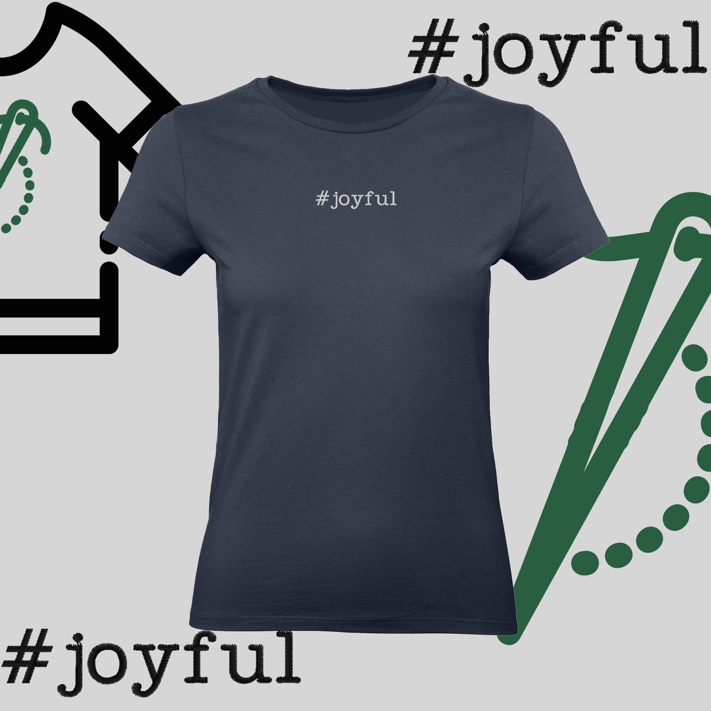 Koszulka damska "#joyful" – haft komputerowy, styl pełen radości
