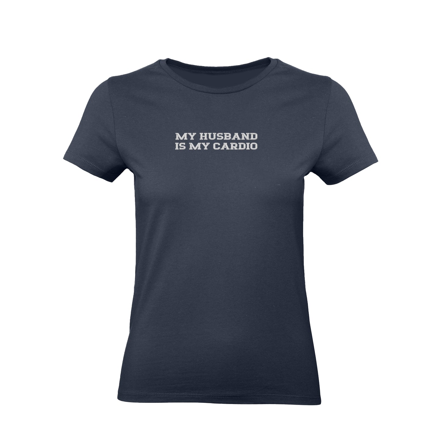 Koszulka damska z haftem „MY HUSBAND IS MY CARDIO"