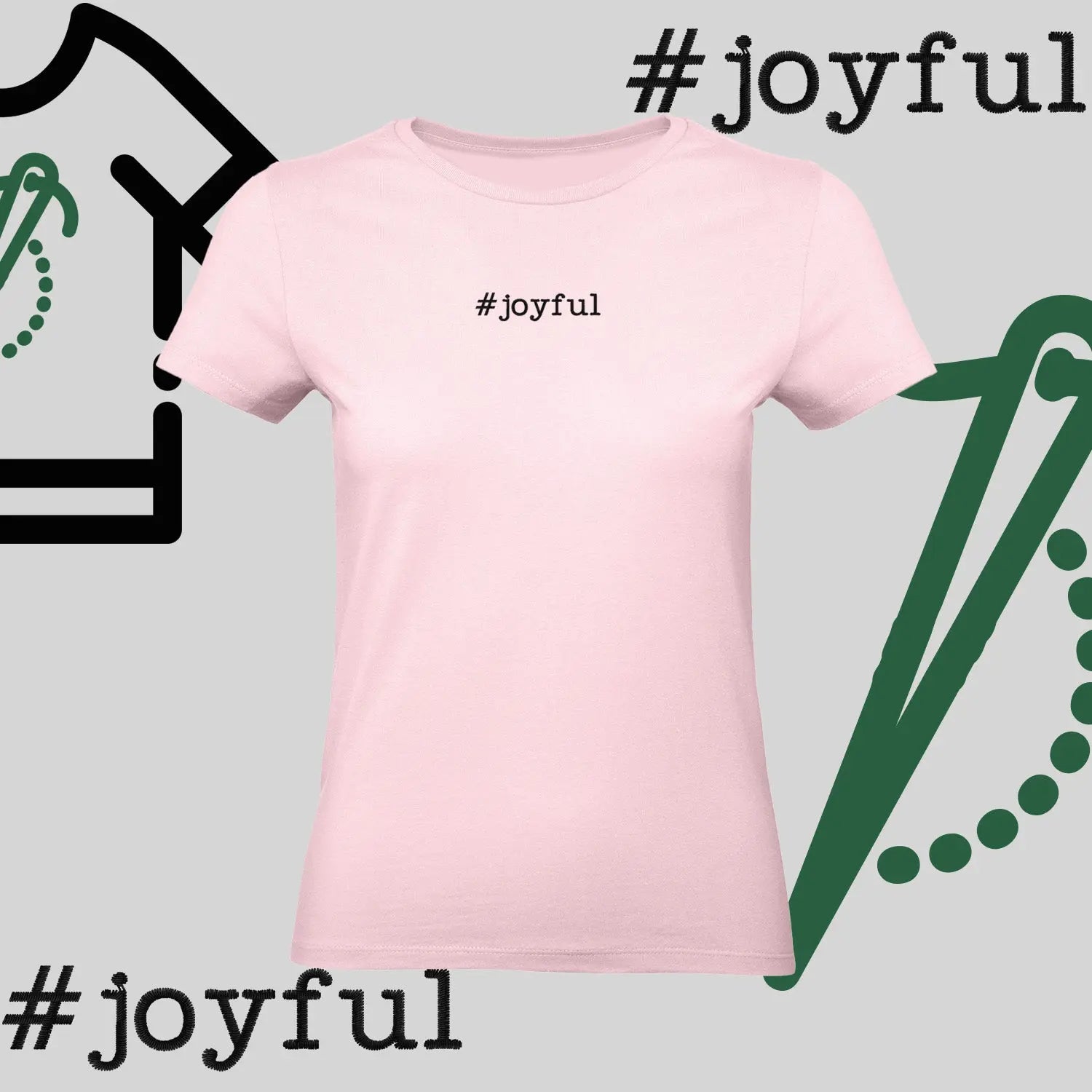 Koszulka damska "#joyful" – haft komputerowy, styl pełen radości Haft z radości