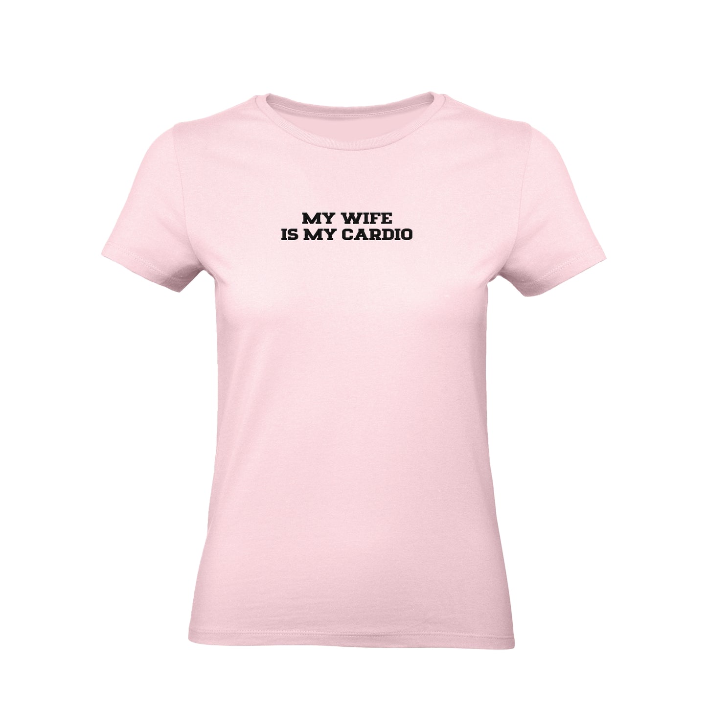 Koszulka damska z haftem „MY WIFE IS MY CARDIO"