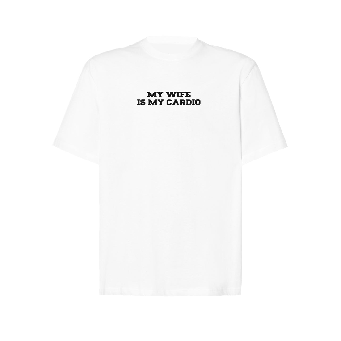 Koszulka oversize z haftem „MY WIFE IS MY CARDIO"