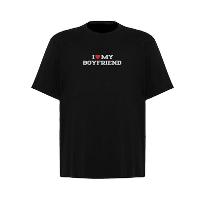 Koszulka oversize z haftem „I love MY BOYFRIEND"
