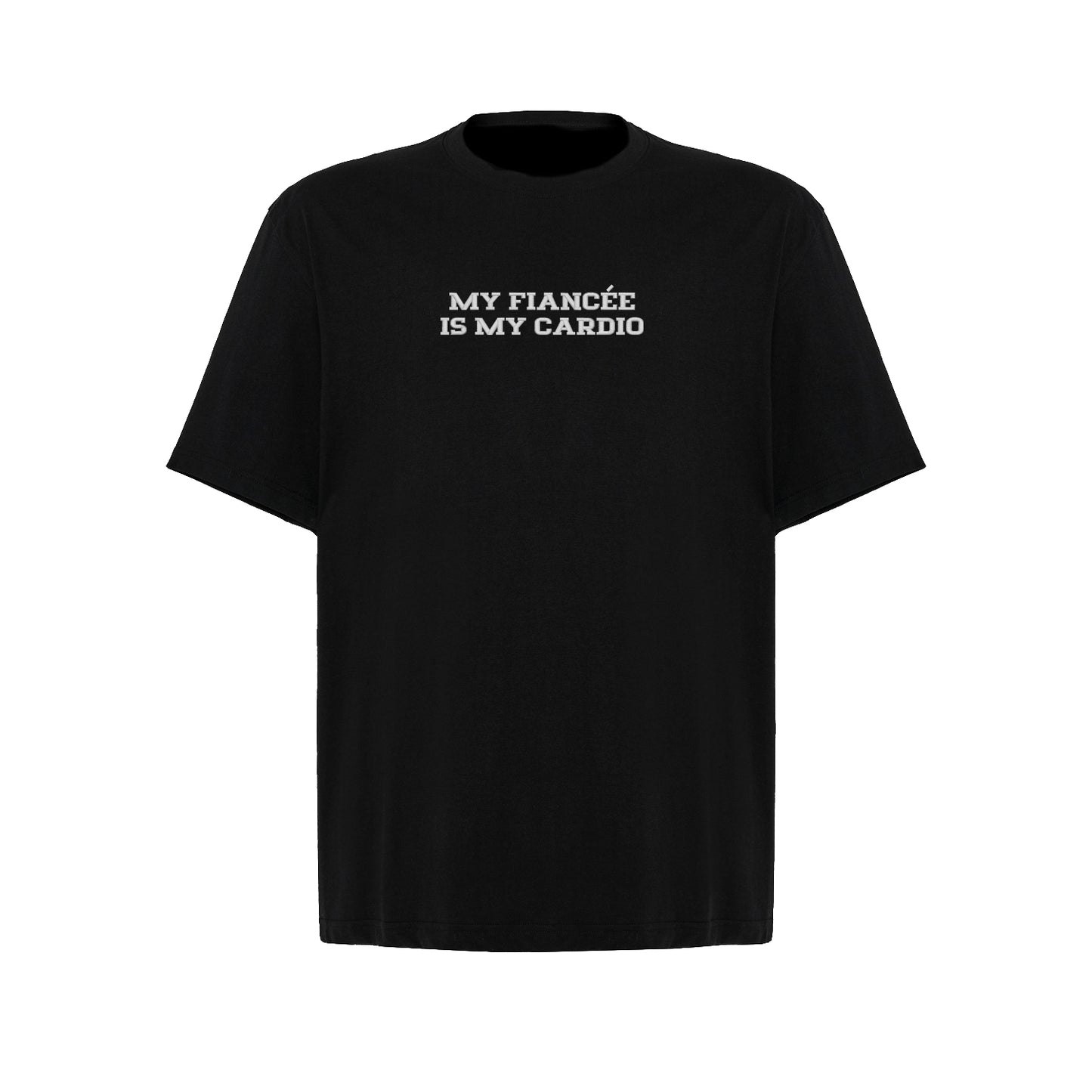 Koszulka oversize z haftem „MY FIANCEE IS MY CARDIO"