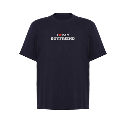 Koszulka oversize z haftem „I love MY BOYFRIEND"