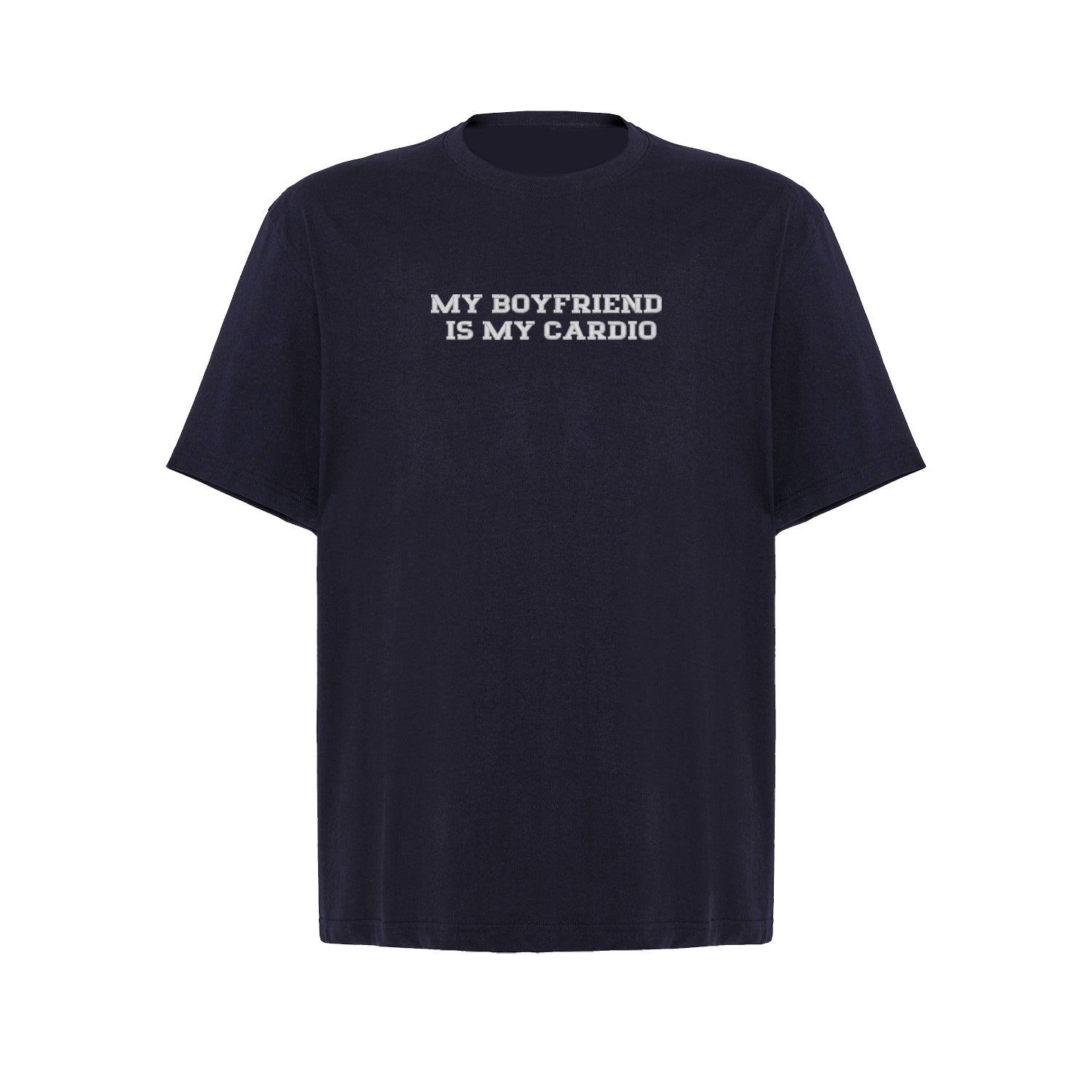 Koszulka oversize z haftem „My boyfriend is my cardio