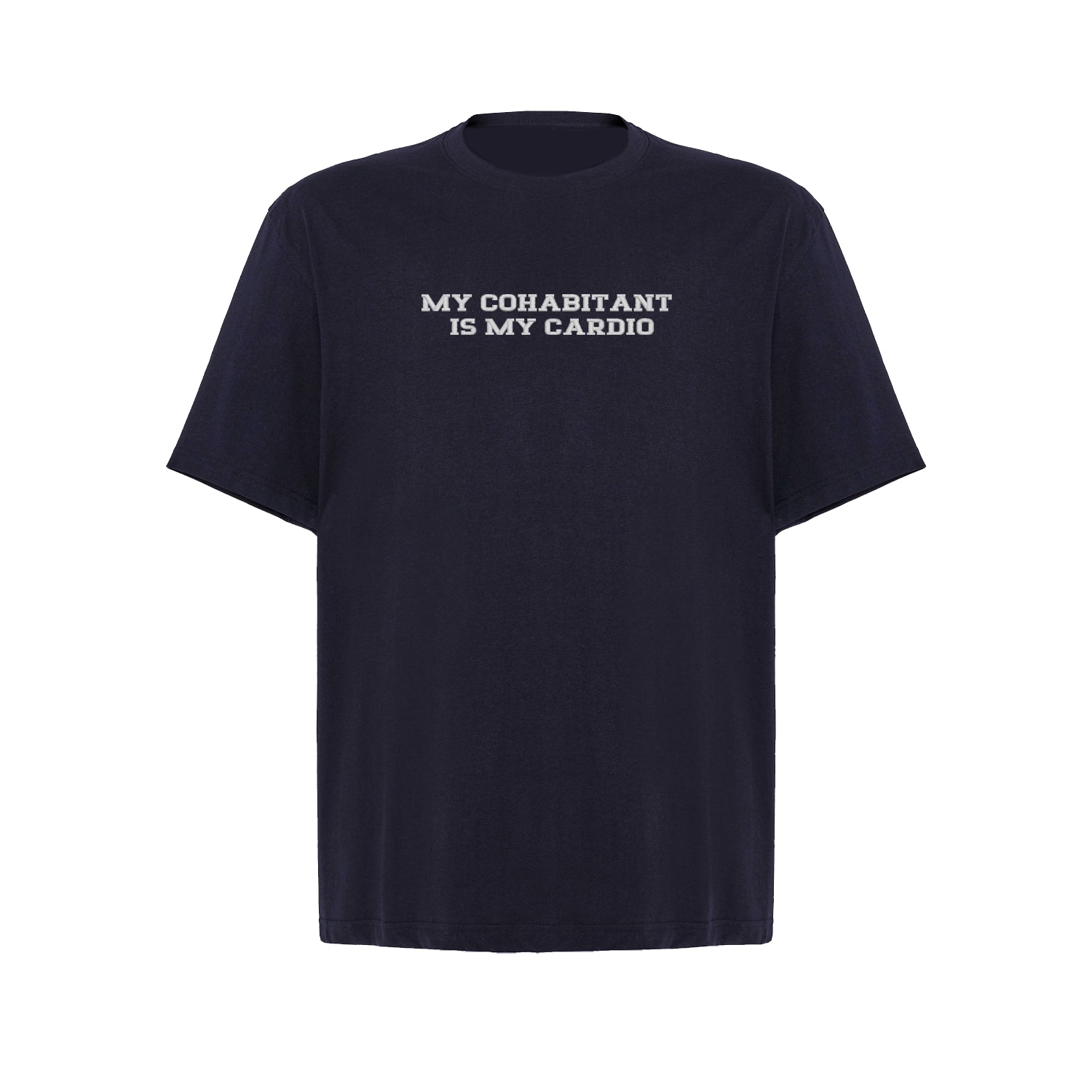 Koszulka oversize z haftem „My Cohabitant Is My Cardio
