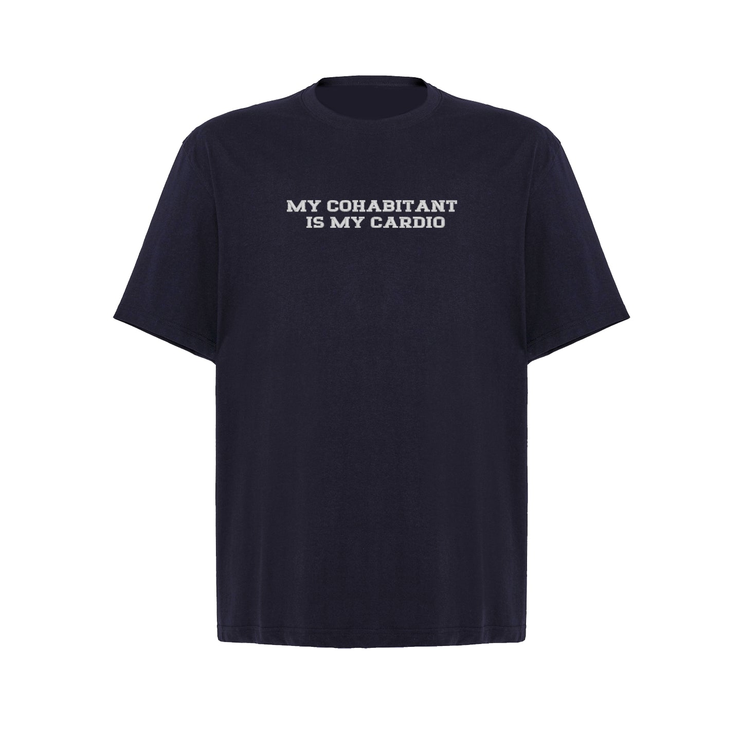 Koszulka oversize z haftem „My Cohabitant Is My Cardio"