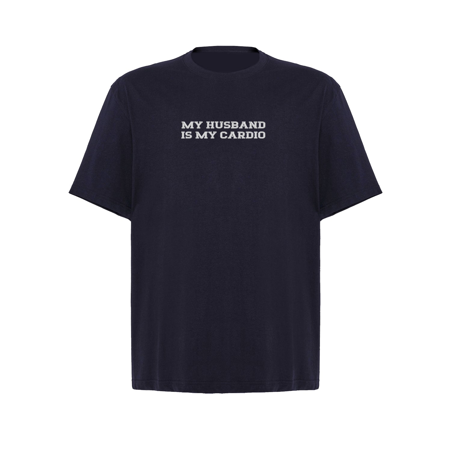 Koszulka oversize z haftem „MY HUSBAND IS MY CARDIO