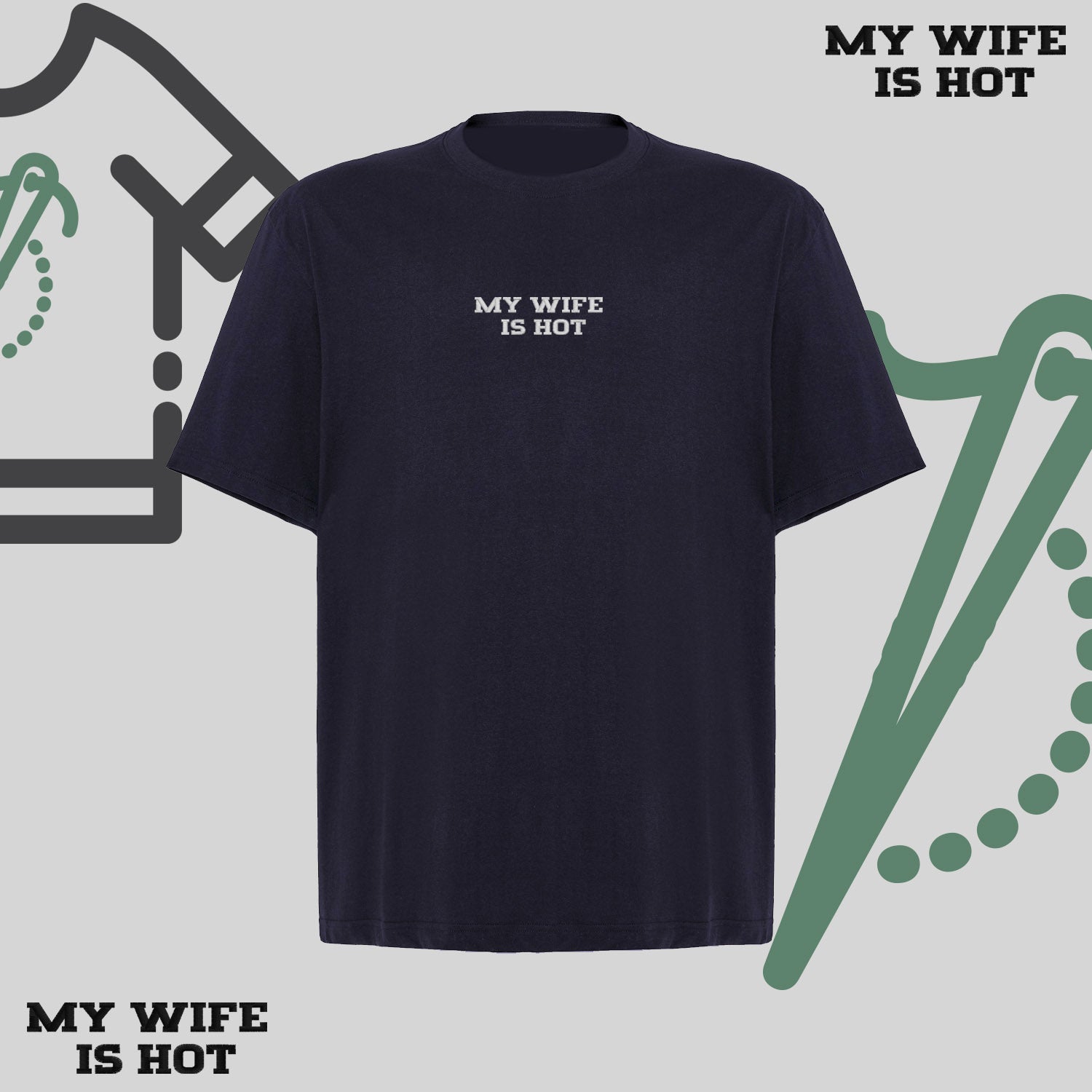 Koszulka oversize z haftem „MY WIFE IS HOT
