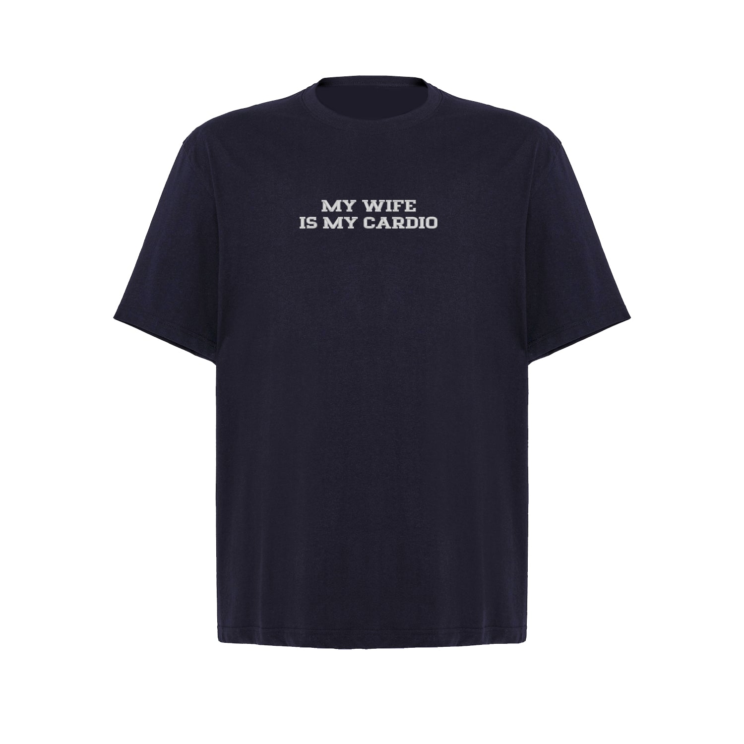 Koszulka oversize z haftem „MY WIFE IS MY CARDIO