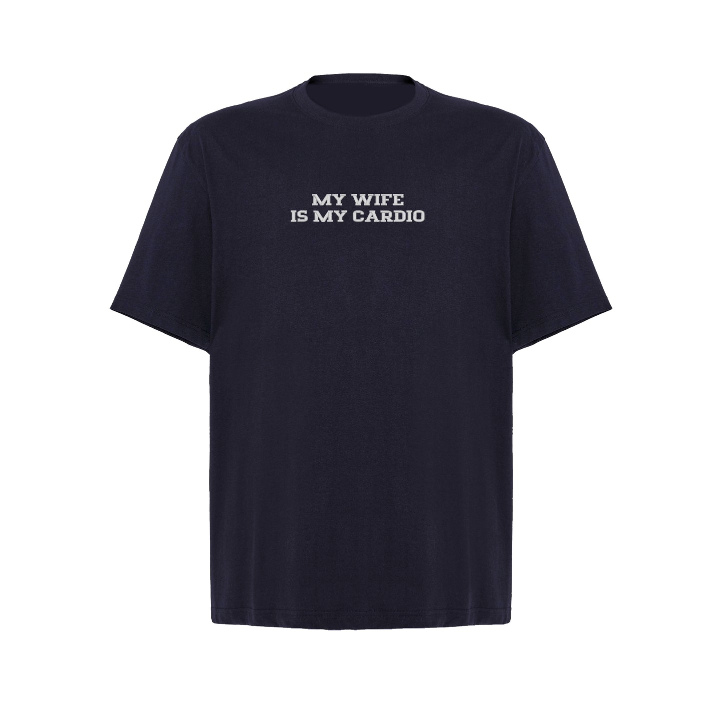 Koszulka oversize z haftem „MY WIFE IS MY CARDIO"