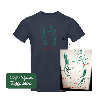 Koszulka z haftem z rysunku Twojego dziecka – personalizowana Haft z radości - nadruki i haft na odzieży Warszawa