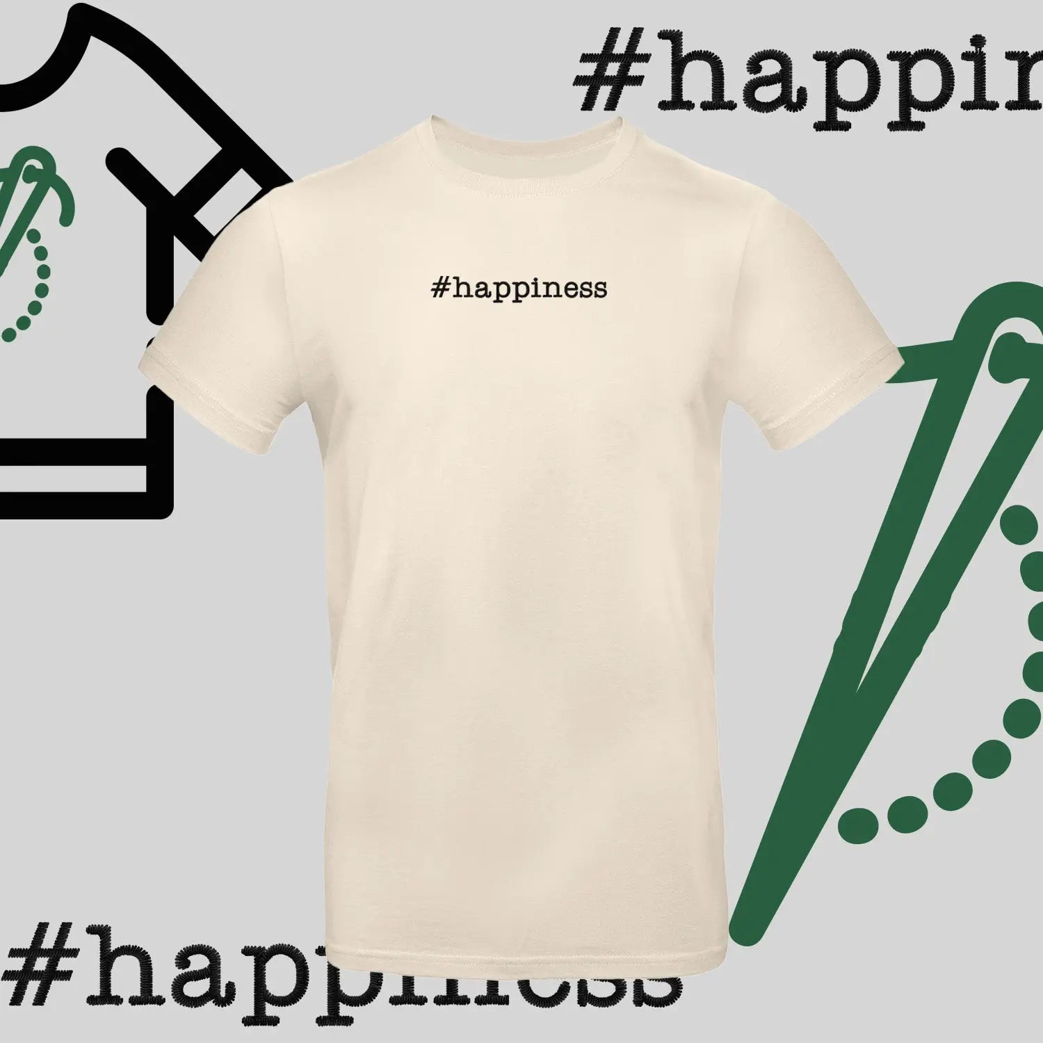Koszulka unisex "#happiness" – haft komputerowy, styl z pozytywną energią Haft z radości