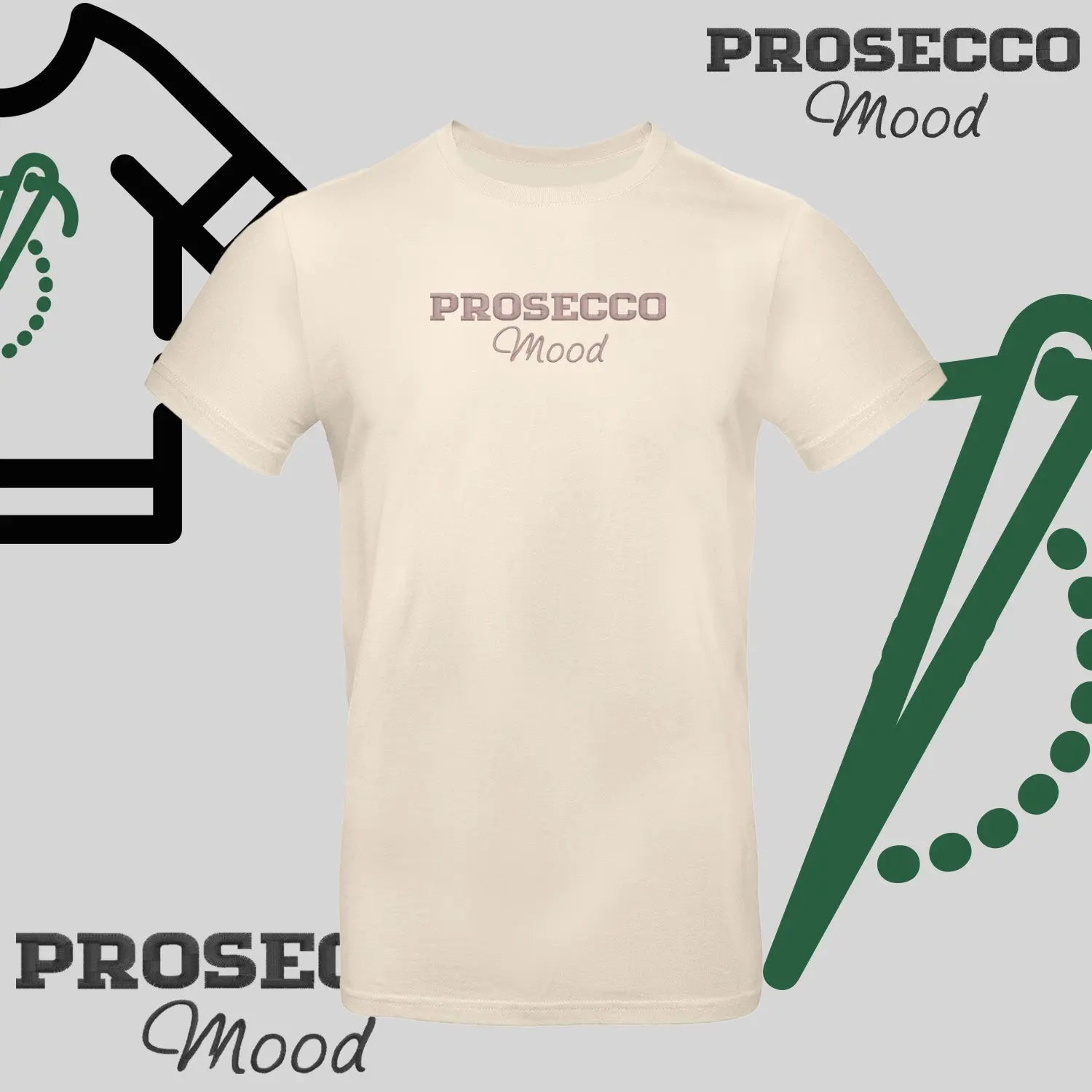 Koszulka unisex "PROSECCO MOOD" – haft komputerowy, styl na każdą okazję Haft z radości