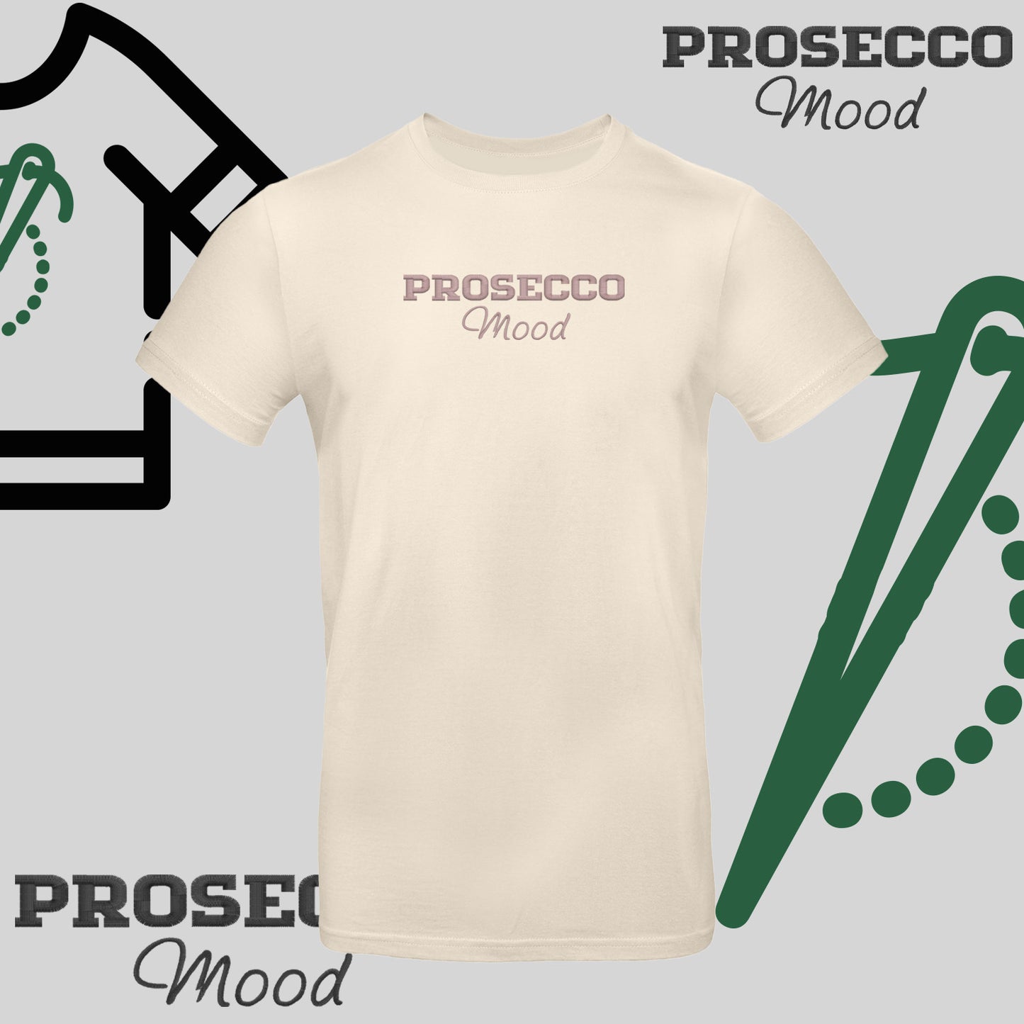 Koszulka unisex "PROSECCO MOOD" – haft komputerowy, styl na każdą okazję