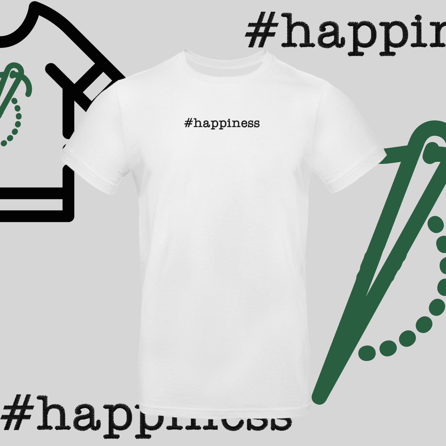Koszulka unisex "#happiness" – haft komputerowy, styl z pozytywną energią