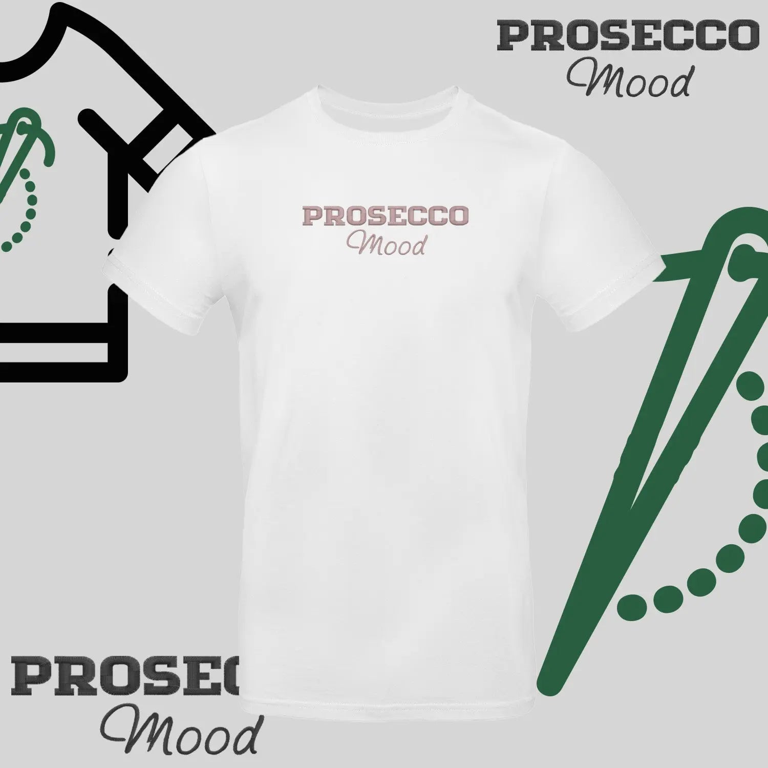 Koszulka unisex "PROSECCO MOOD" – haft komputerowy, styl na każdą okazję Haft z radości