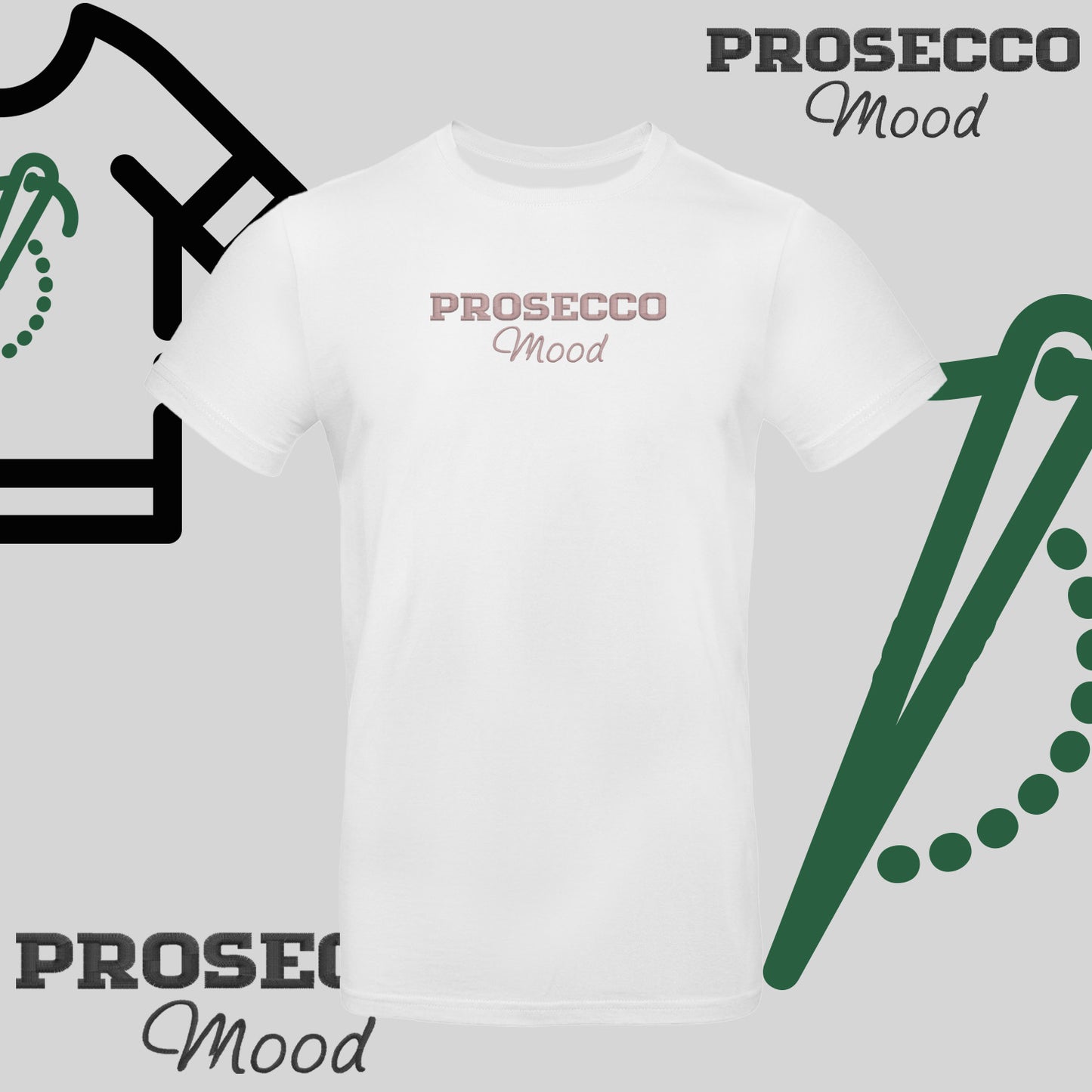 Koszulka unisex "PROSECCO MOOD" – haft komputerowy, styl na każdą okazję