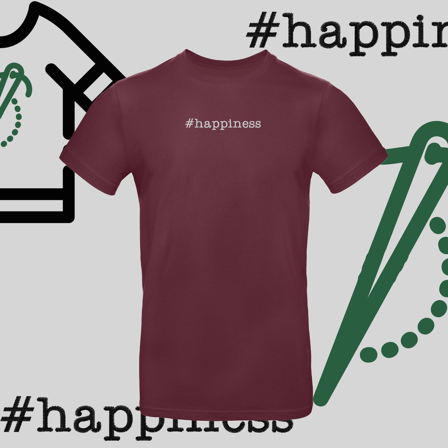 Koszulka unisex "#happiness" – haft komputerowy, styl z pozytywną energią
