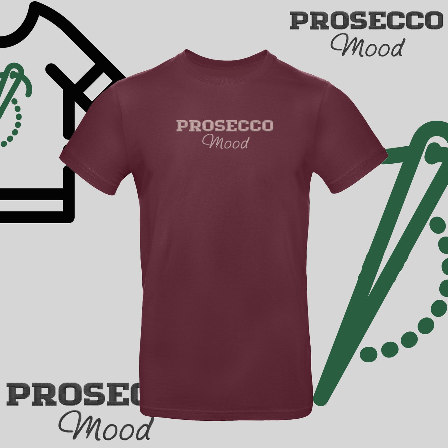 Koszulka unisex "PROSECCO MOOD" – haft komputerowy, styl na każdą okazję