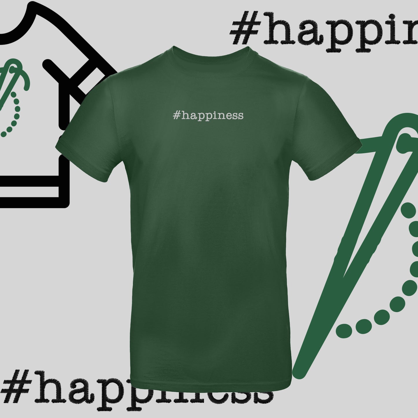 Koszulka unisex "#happiness" – haft komputerowy, styl z pozytywną energią