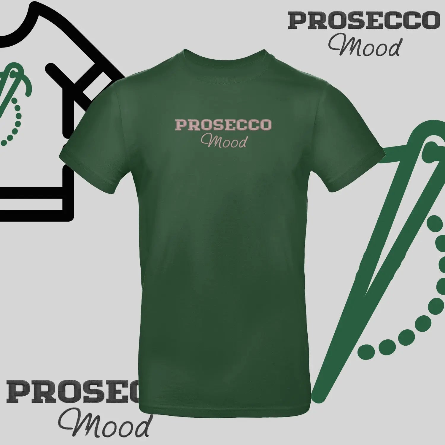 Koszulka unisex "PROSECCO MOOD" – haft komputerowy, styl na każdą okazję Haft z radości