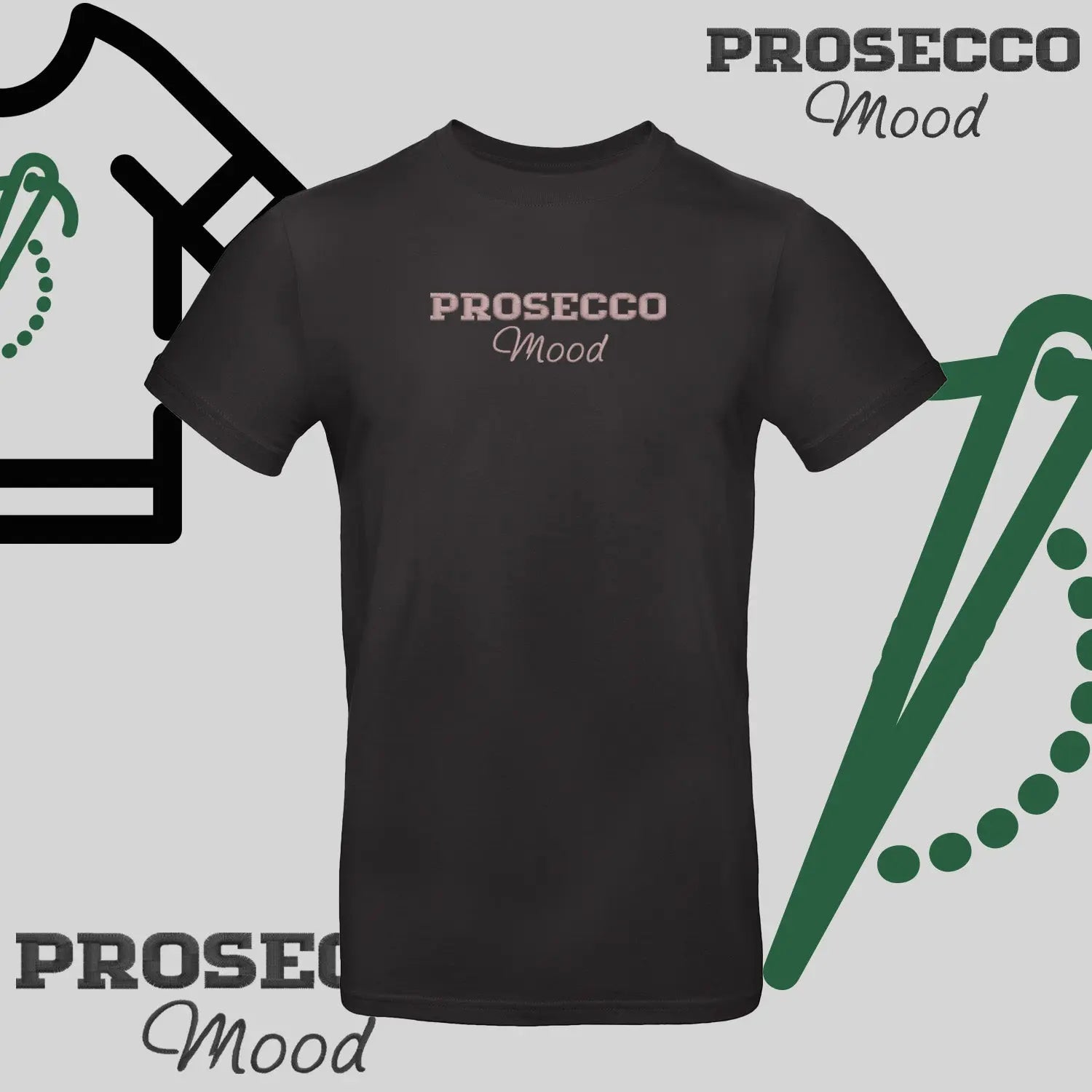 Koszulka unisex "PROSECCO MOOD" – haft komputerowy, styl na każdą okazję Haft z radości