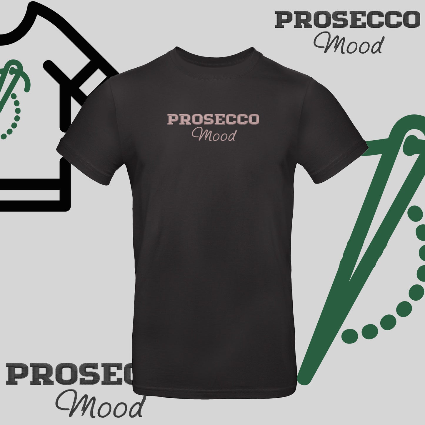 Koszulka unisex "PROSECCO MOOD" – haft komputerowy, styl na każdą okazję