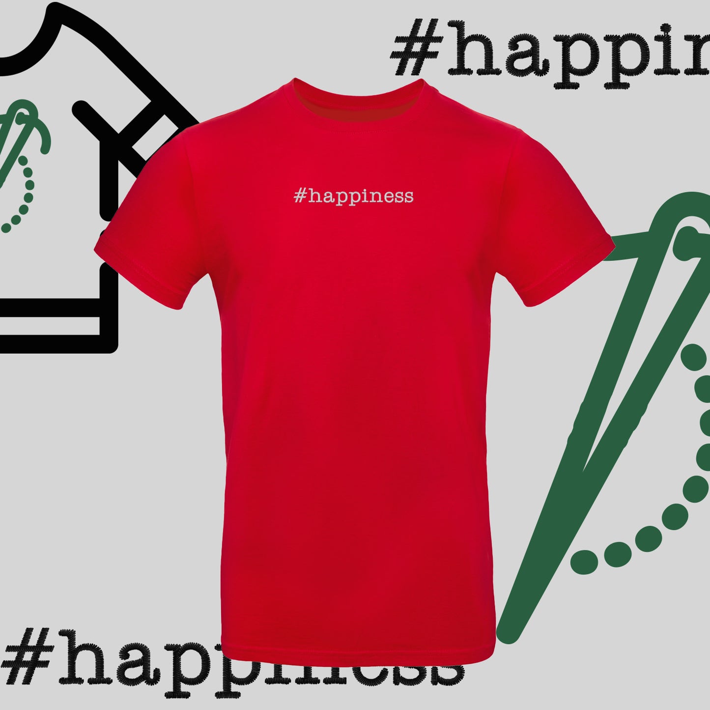 Koszulka unisex "#happiness" – haft komputerowy, styl z pozytywną energią
