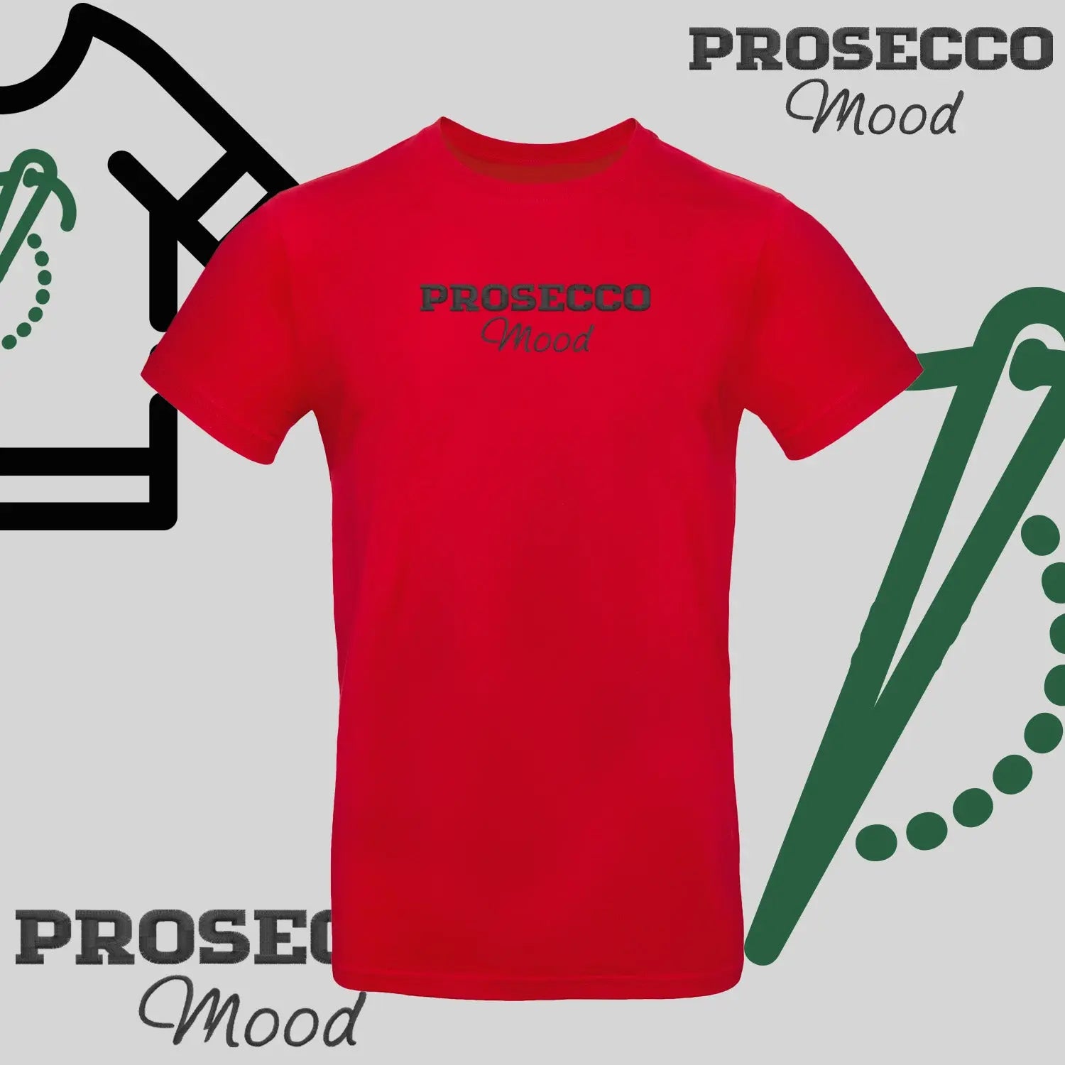 Koszulka unisex "PROSECCO MOOD" – haft komputerowy, styl na każdą okazję Haft z radości