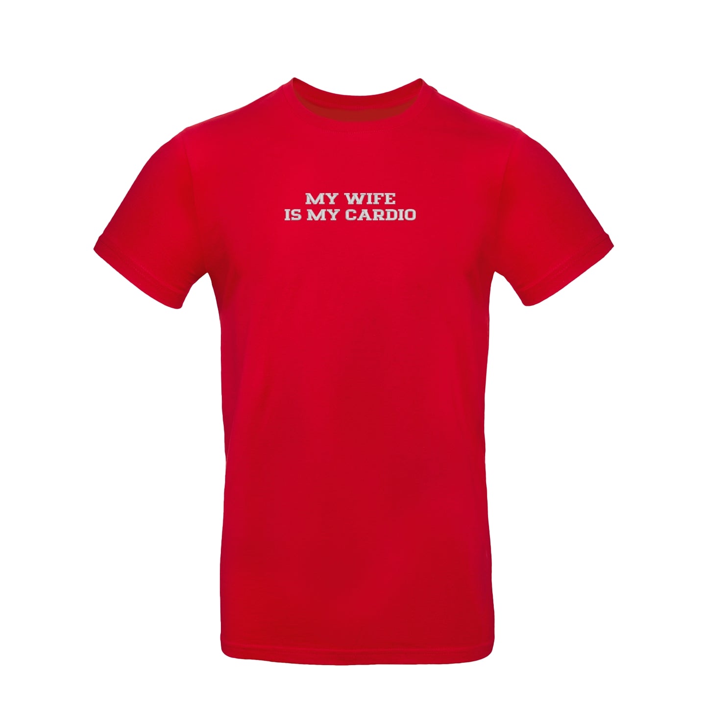 Koszulka unisex z haftem „MY WIFE IS MY CARDIO"