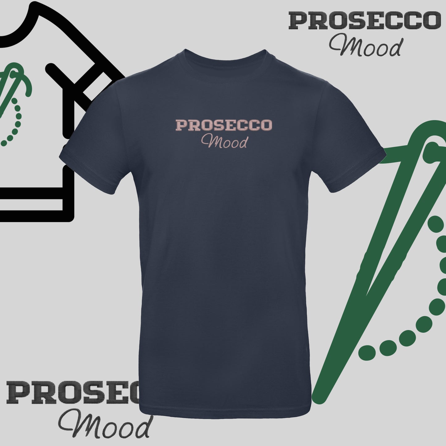 Koszulka unisex "PROSECCO MOOD" – haft komputerowy, styl na każdą okazję