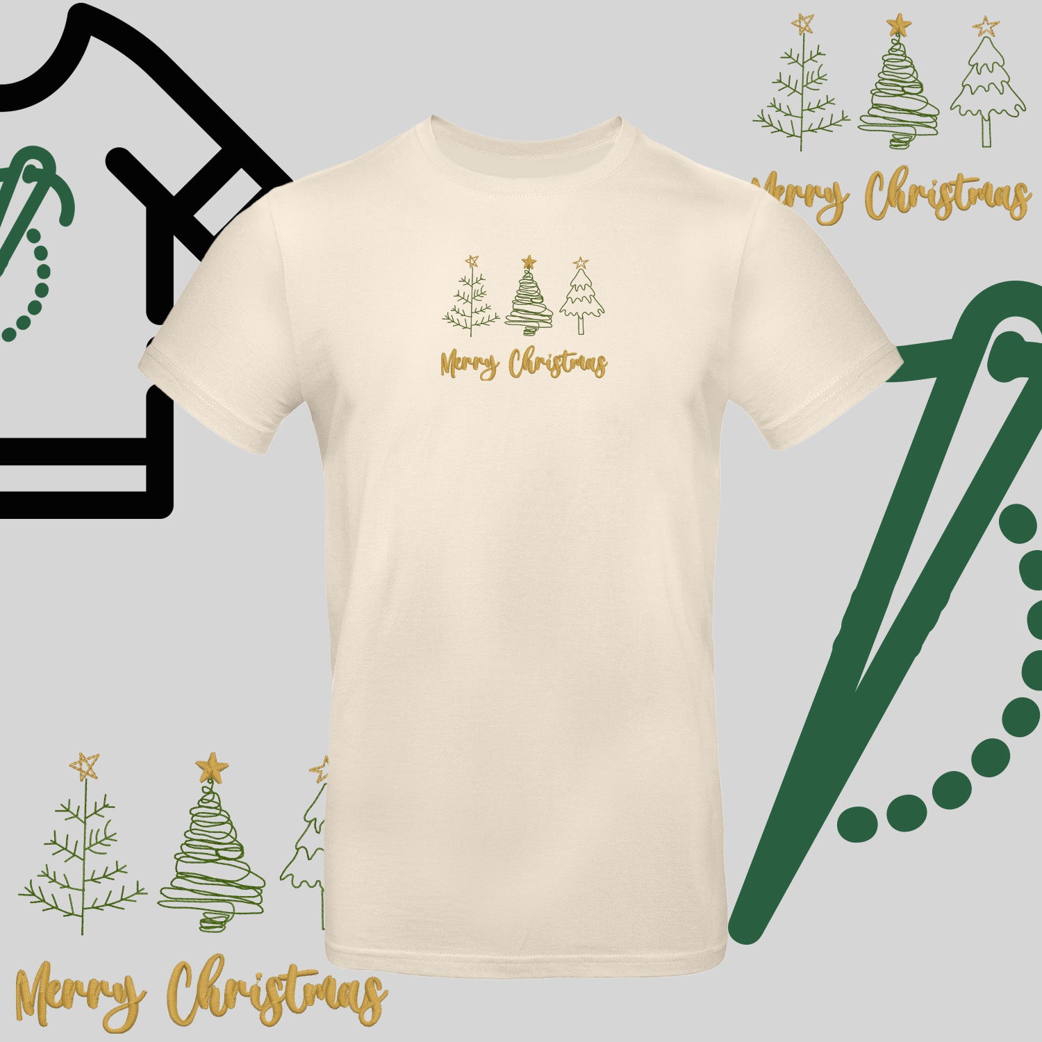 Koszulka unisex  "Trzy Choinki" – haft komputerowy, styl z pozytywnym przekazem