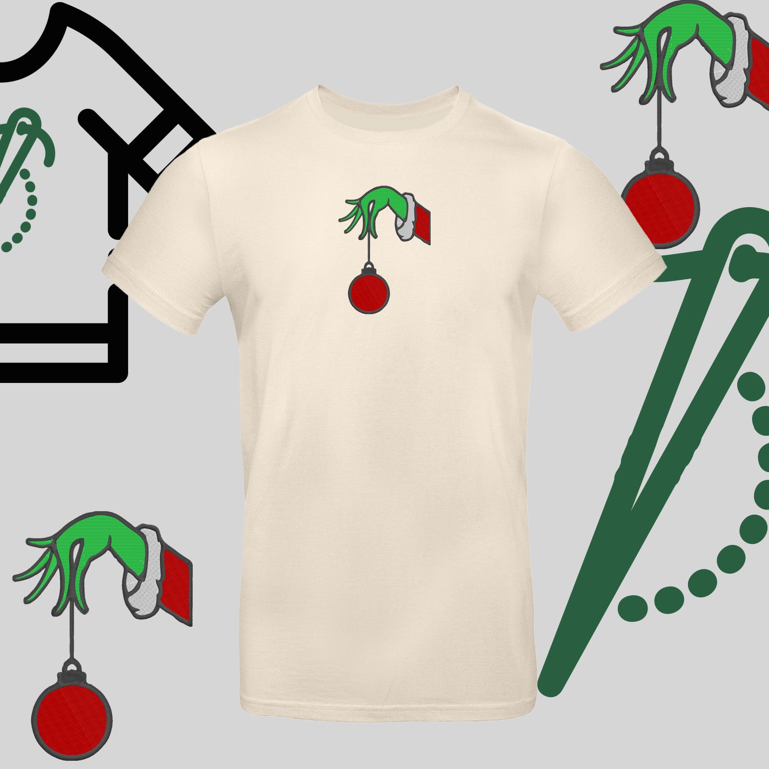 Koszulka unisex  "Grinch Bombka" – haft komputerowy, styl z pozytywnym przekazem