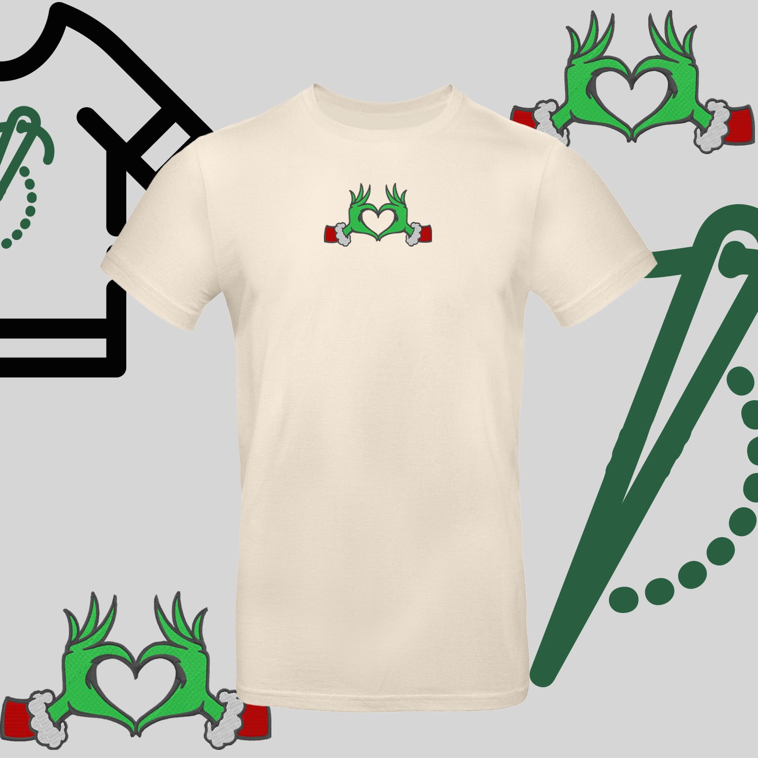 Koszulka unisex  "Grinch Serce" – haft komputerowy, styl z pozytywnym przekazem