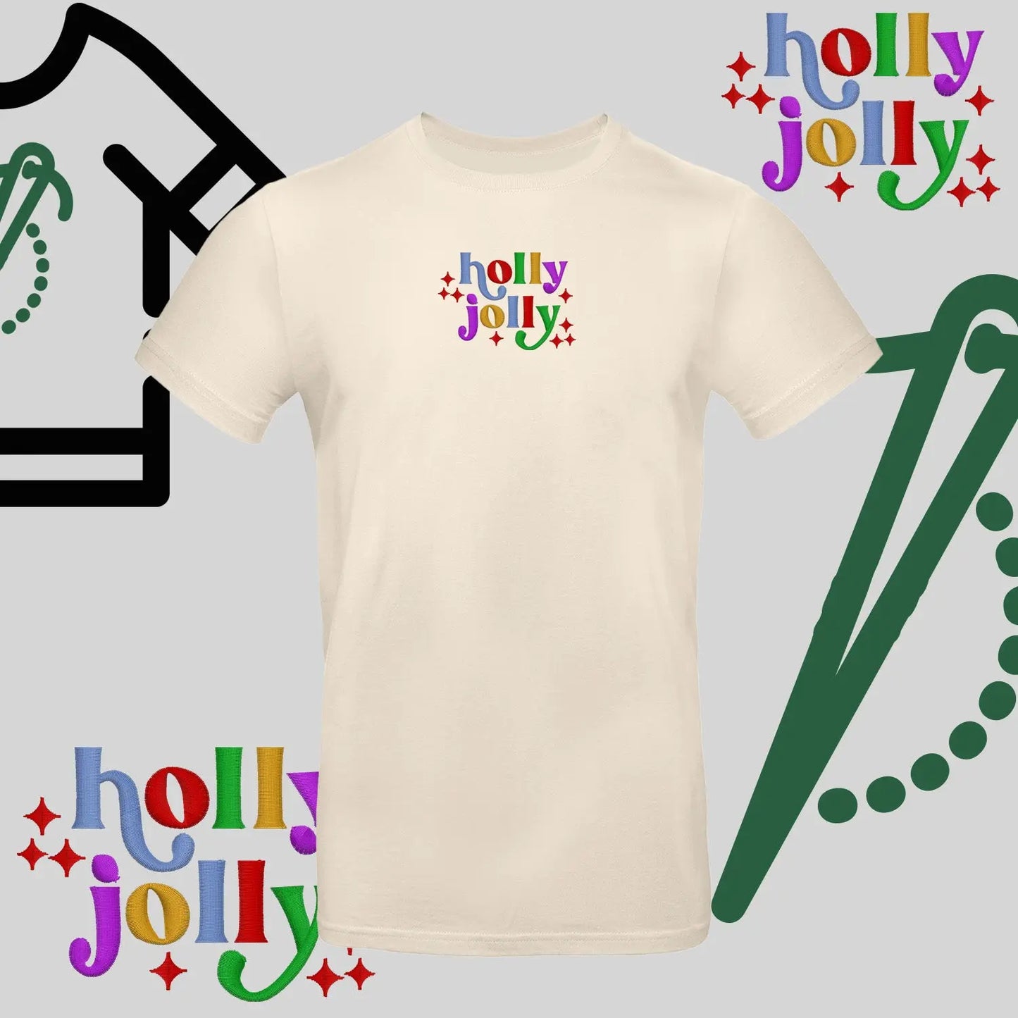 Koszulka unisex  "Holly Jolly" – haft komputerowy, styl z pozytywnym przekazem Haft z radości