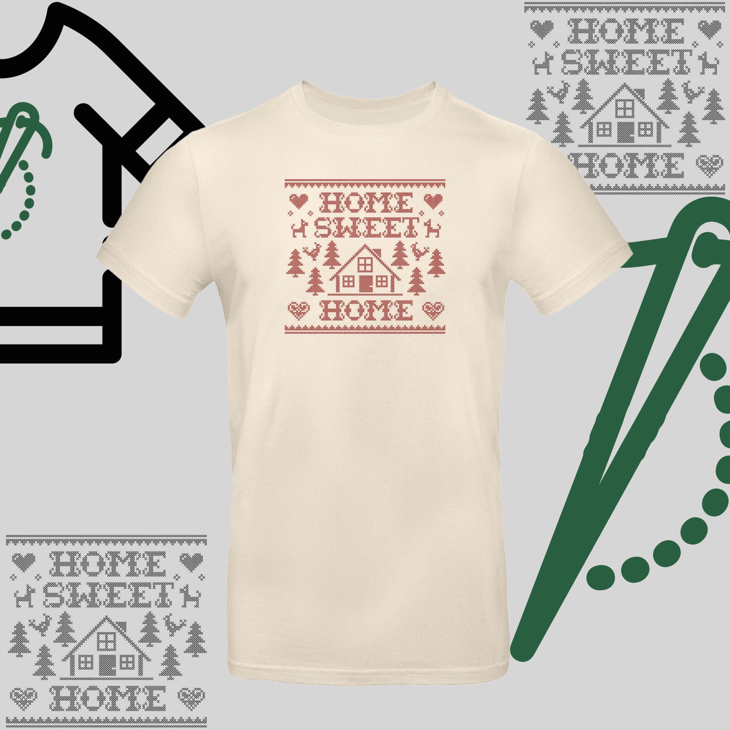 Koszulka unisex  "Home Sweet Home" – haft komputerowy, styl z pozytywnym przekazem