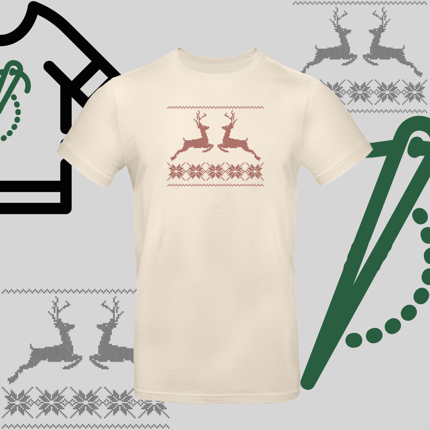 Koszulka unisex  "Renifer Christmas" – haft komputerowy, styl z pozytywnym przekazem