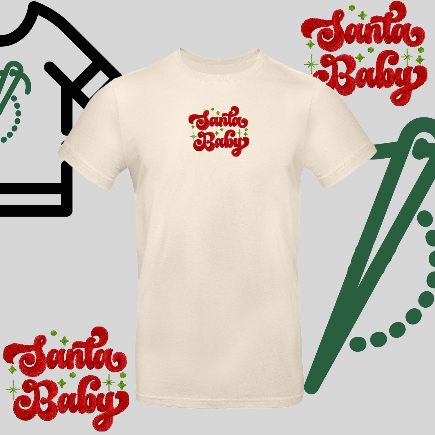 Koszulka unisex  "Santa Baby" – haft komputerowy, styl z pozytywnym przekazem