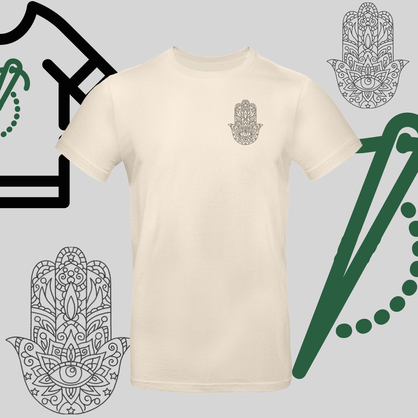 Koszulka unisex "Hamsa" – haft komputerowy, symbol ochrony i stylu