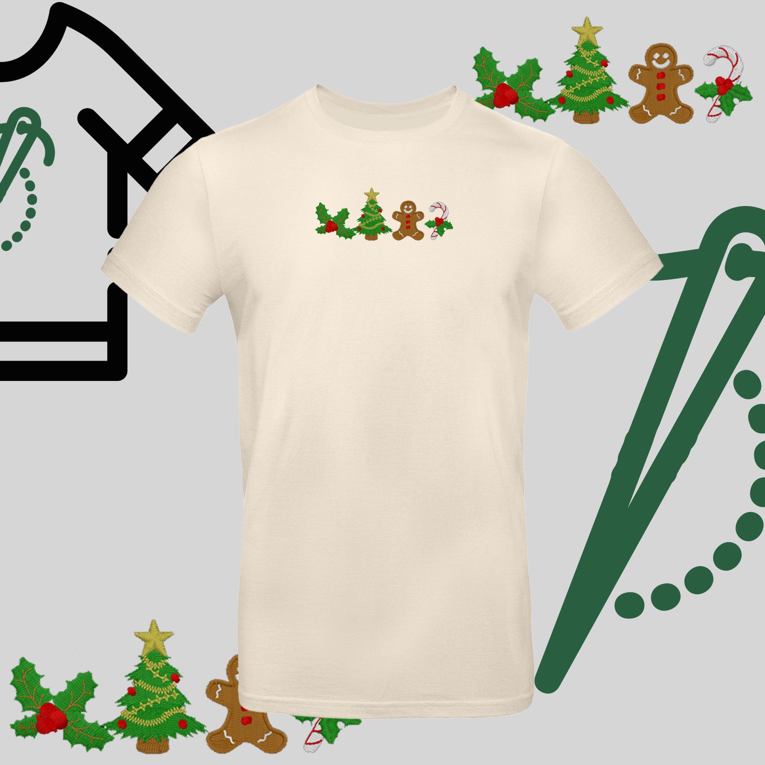 Koszulka unisex  "Ikony Świąteczne" – haft komputerowy, styl z pozytywnym przekazem