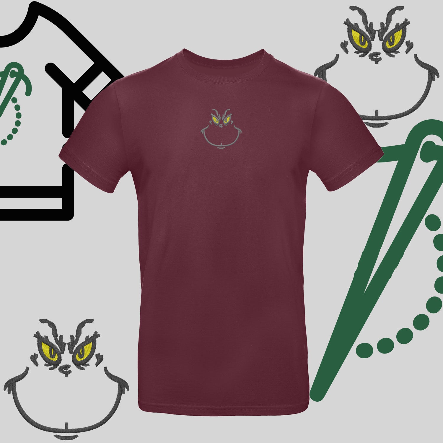 Koszulka unisex  "Grinch" – haft komputerowy, styl z pozytywnym przekazem