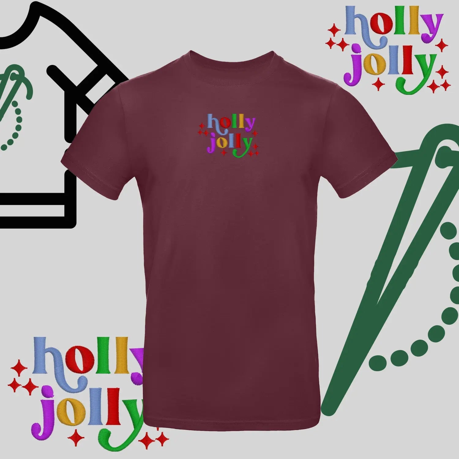 Koszulka unisex  "Holly Jolly" – haft komputerowy, styl z pozytywnym przekazem Haft z radości